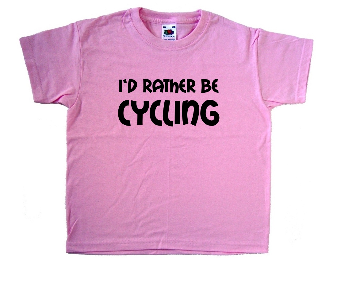I/'d Rather Be Cycling Pink Kids T-Shirt